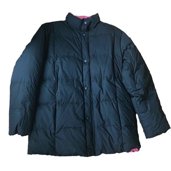 🌿Lands End Reversible black and hot pink Women’s puffer jacket, size S🌿 - Picture 1 of 9